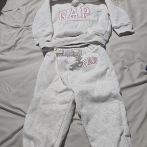 GAP Kids Heather Gray Joggers with Pink Accents